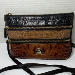 Brahmin Brown Textured Crossbody Bag